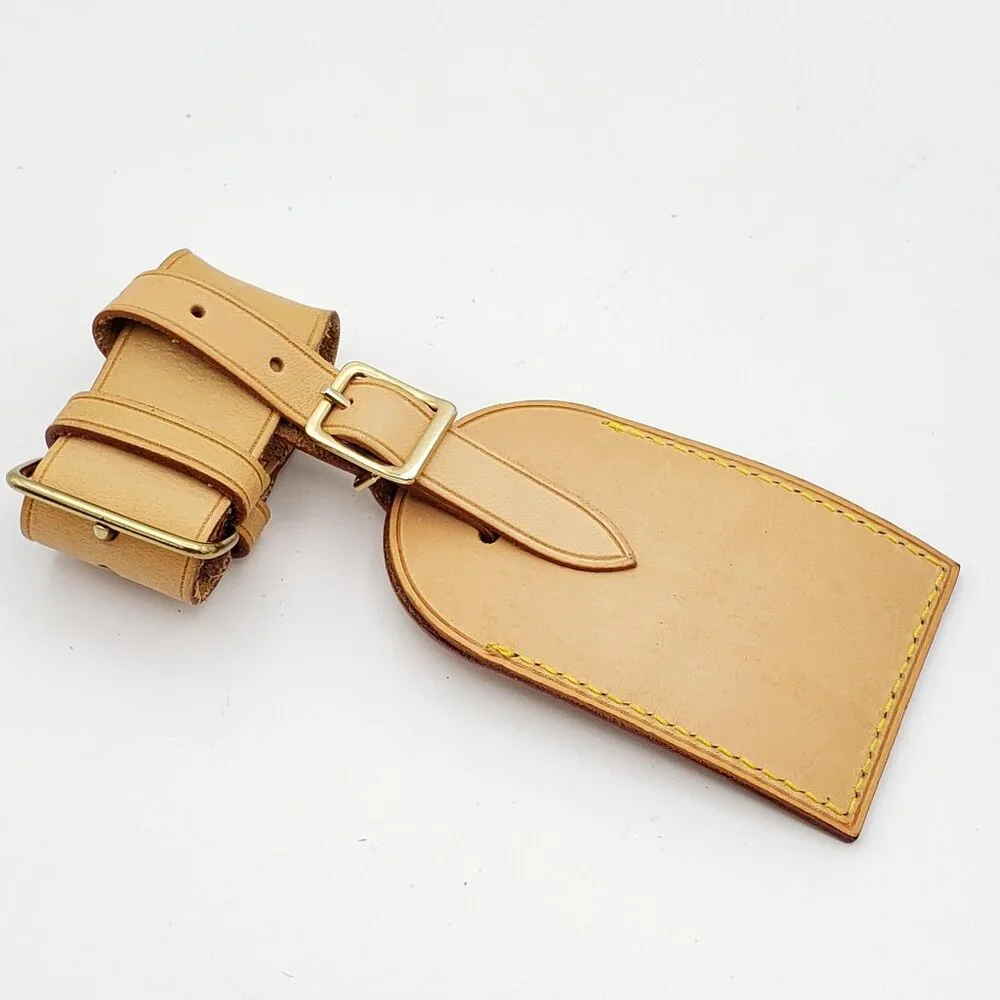 Authentic Louis Vuitton Vachetta Leather Luggage Tag/Travel Tag/ Initial T.T.